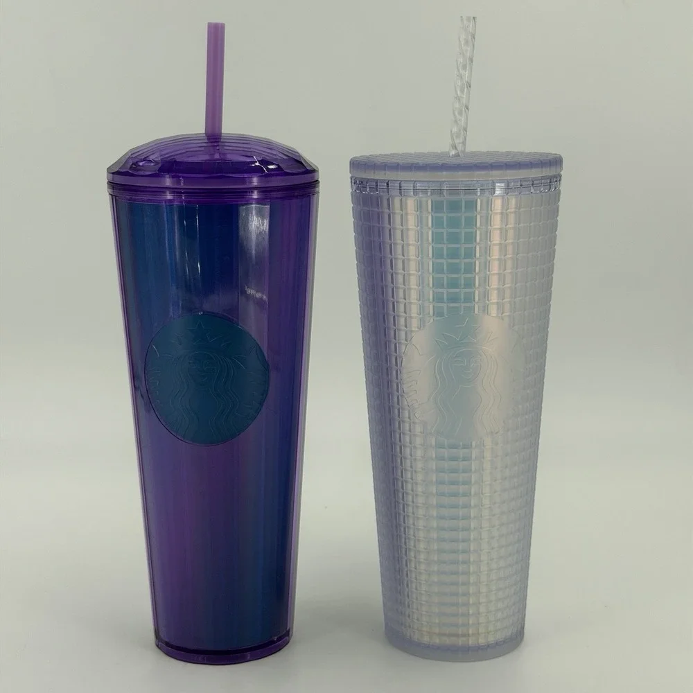 Starbucks Unicorn Icy Iridescent Grid & Kaleidoscope Dome Purple Venti Cup 24oz